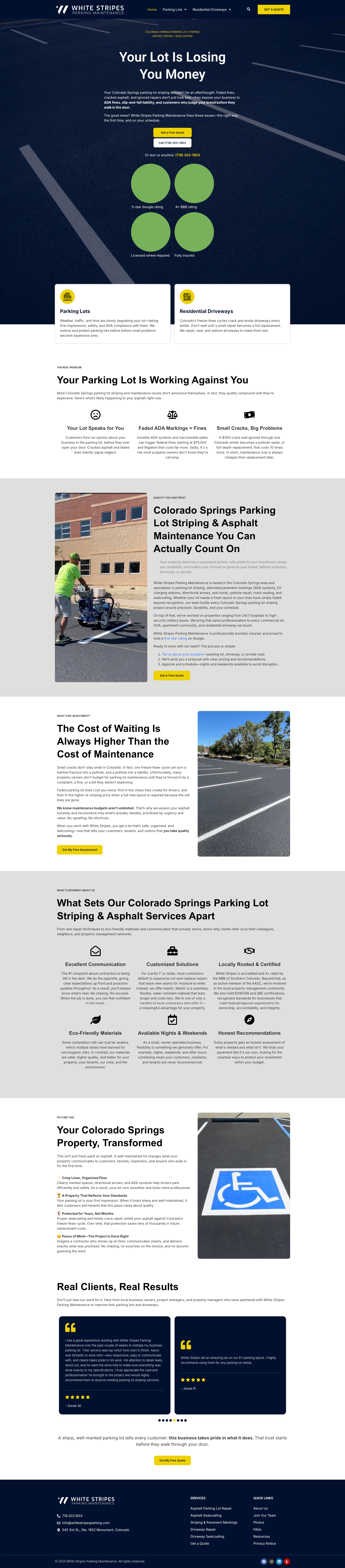 Full-length capture of the White Stripes Parking Maintenance home page